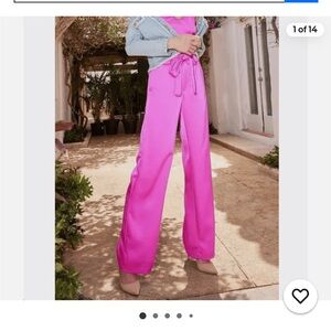 Generation Love Maria Satin Pants in Electric Pink Size XS. No belt tie